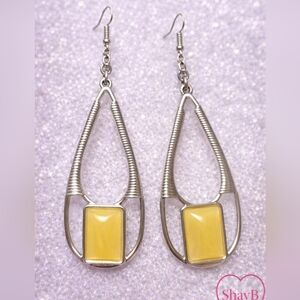 Paparazzi Silver and Yellow Teardrop Earrings